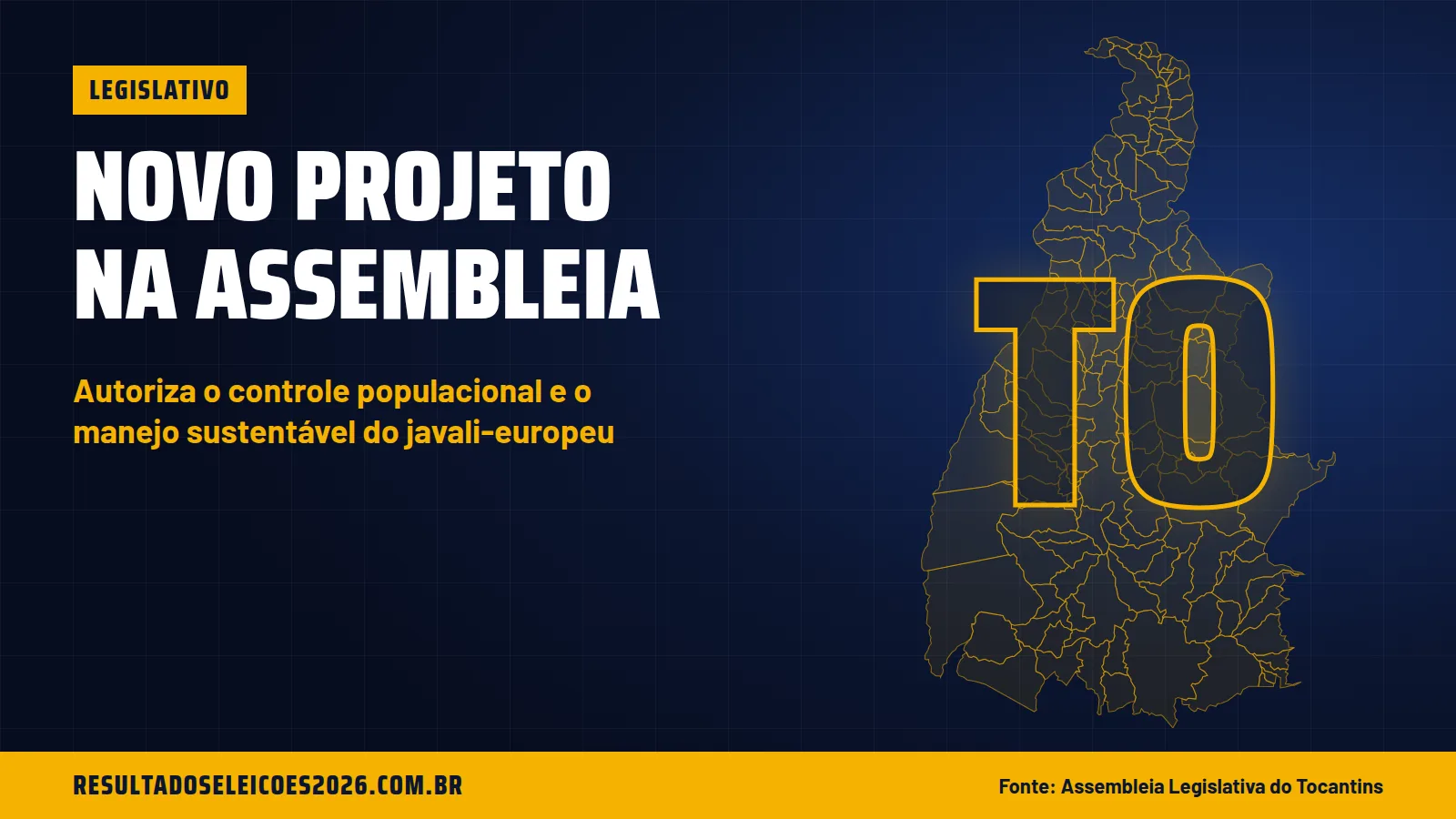 Projeto na Assembleia do TO autoriza o controle populacional e o manejo sustentável do javali-europeu