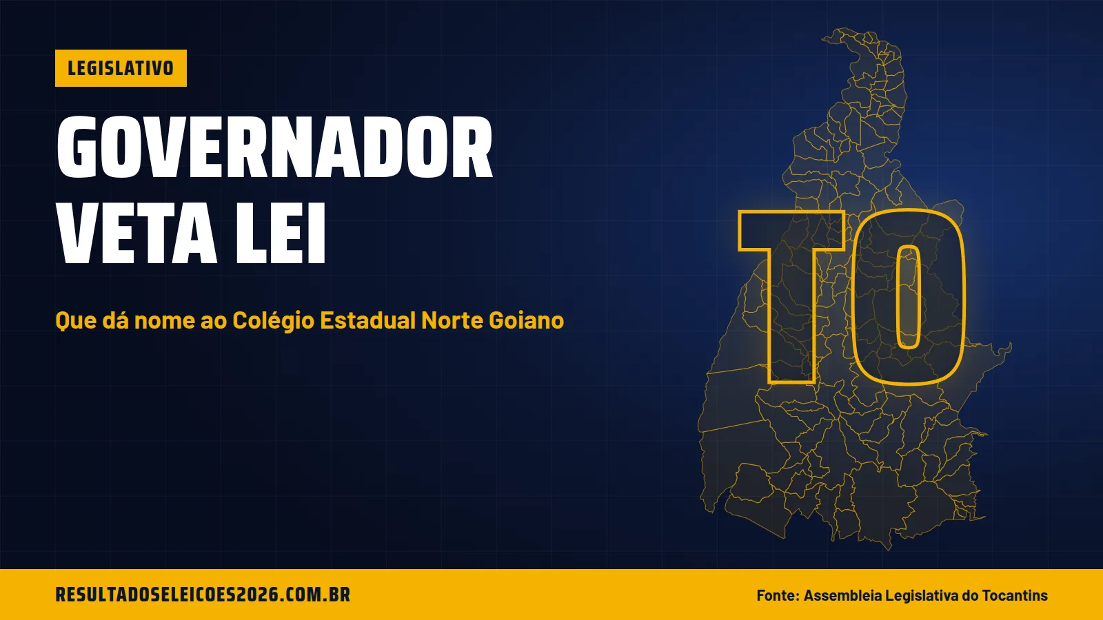 Governador do TO veta lei que dá nome ao Colégio Estadual Norte Goiano