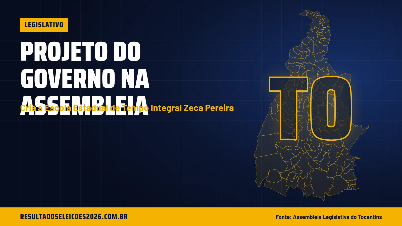 Projeto do Governo na Assembleia do TO cria a Escola Estadual de Tempo Integral Zeca Pereira